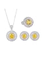 thumb Brass Cubic Zirconia Luxury Geometric Earring Ring and Necklace Set 1