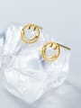 thumb 925 Sterling Silver  Minimalist  Simple golden smiley Stud Earring 3