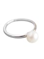 thumb 925 Sterling Silver Round Imitation Pearl   Minimalist Free Size Band Ring 0