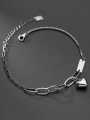thumb 925 Sterling Silver Retro heart shaped geometry chain  Anklet 1