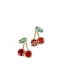 thumb Brass Cubic Zirconia Friut Cherry  Dainty Stud Earring 0