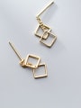 thumb 925 Sterling Silver Hollow Square Minimalist Drop Earring 2