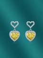 thumb Brass Cubic Zirconia Heart Dainty Cluster Earring 3