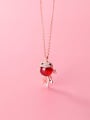 thumb 925 Sterling Silver Garnet red goldfish Pendant Necklace 2