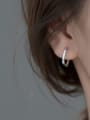 thumb 925 Sterling Silver Hollow Geometric Minimalist Huggie Earring 1