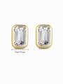 thumb 925 Sterling Silver Cubic Zirconia Rectangle Minimalist Stud Earring 2
