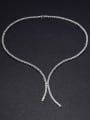 thumb 925 Sterling Silver Moissanite White Lariat Necklace 0