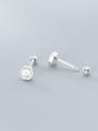 thumb 925 Sterling Silver Round Cubic Zirconia   Minimalist Stud Earring 2