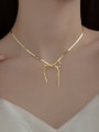 thumb 925 Sterling Silver Bowknot Minimalist Snake Bone Chain Necklace 1