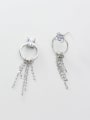 thumb 925 Sterling Silver Cubic Zirconia Square Tassel  Earring 2