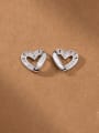 thumb 925 Sterling Silver Cubic Zirconia Heart Minimalist Huggie Earring 3