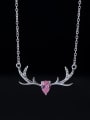 thumb 925 Sterling Silver Cubic Zirconia Deer Minimalist Necklace 1