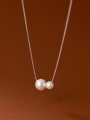 thumb 925 Sterling Silver Imitation Pearl Geometric Minimalist Necklace 0