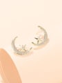 thumb Brass Cubic Zirconia Moon Trend Stud Earring 2