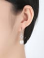 thumb 925 Sterling Silver Freshwater Pearl Hollow Geometric Classic Hook Earring 3