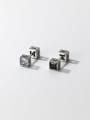 thumb 925 Sterling Silver Cubic Zirconia Square Vintage Stud Earring 1