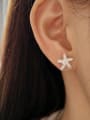 thumb 925 Sterling Silver Cubic Zirconia Starfish  Minimalist Stud Earring 1