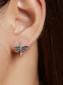 thumb 925 Sterling Silver Cubic Zirconia Dragonfly Cute Huggie Earring 1