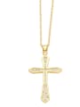 thumb Brass Cubic Zirconia Cross Trend Necklace 1