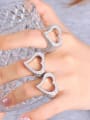 thumb Brass Cubic Zirconia Heart Statement Band Ring 2