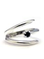 thumb 925 Sterling Silver Cubic Zirconia Black Irregular Minimalist Band Ring 2