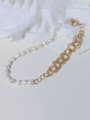 thumb Brass Freshwater Pearl Asymmetry Geometric Vintage Necklace 0