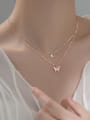 thumb 925 Sterling Silver Cubic Zirconia Butterfly Minimalist Multi Strand Necklace 1