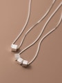 thumb 925 Sterling Silver Smooth Square Minimalist Necklace 4