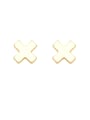 thumb Brass Cubic Zirconia Heart Cross Minimalist Stud Earring 3