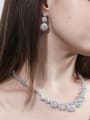 thumb Brass Cubic Zirconia Luxury Round  Earring and Necklace Set 1