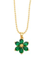 thumb Brass Cubic Zirconia Flower Vintage Necklace 3