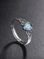 thumb 925 Sterling Silver Opal Heart Vintage Band Ring 2