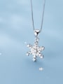 thumb 925 Sterling Silver Simple snowflake diamond pendant(only Pendant) 1