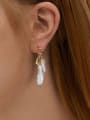 thumb 925 Sterling Silver Freshwater Pearl Geometric Vintage Huggie Earring 1