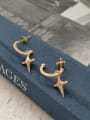 thumb 925 Sterling Silver retro gold cross Vintage study Earring 2