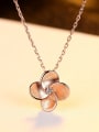 thumb 925 Sterling Silver Rhinestone Simple flower pendant Necklace 2