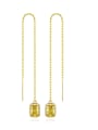 thumb Brass Cubic Zirconia Tassel Dainty Threader Earring 0