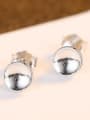 thumb 925 Sterling Silver Smooth Round Minimalist Stud Earring 3