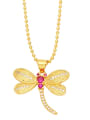 thumb Brass Cubic Zirconia Dragonfly Vintage Bead Chain Necklace 3