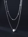 thumb 925 Sterling Silver Bead Round Minimalist Multi Strand Necklace 0