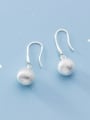 thumb 925 Sterling Silver With Platinum Plated Minimalist  Round Ball Hook Earrings 0