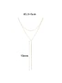 thumb 925 Sterling Silver Tassel Minimalist Double Layer Chain Lariat Necklace 2