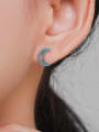 thumb 925 Sterling Silver Turquoise Moon Cute Stud Earring 1