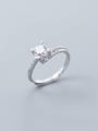 thumb 925 Sterling Silver Square Cubic Zirconia  Minimalist Band Ring 0
