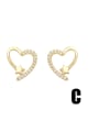 thumb Brass Cubic Zirconia Star Cute  Heart Flower Stud Earring 3
