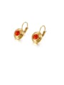 thumb Stainless Steel Cubic Zirconia Red Round Minimalist Stud Earring 0