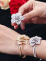 thumb Brass Cubic Zirconia Luxury Flower  Ring and Bangle Set 1