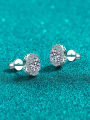 thumb 925 Sterling Silver Moissanite Oval Dainty Cluster Earring 3