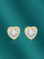 thumb Brass Cubic Zirconia Heart Luxury Cluster Earring 2