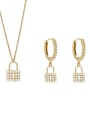 thumb Brass Cubic Zirconia Minimalist Locket  Earring and Necklace Set 0